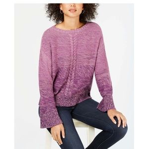 Style & Co Braided-Trim Marled Sweater, Dark Grape Size 1X